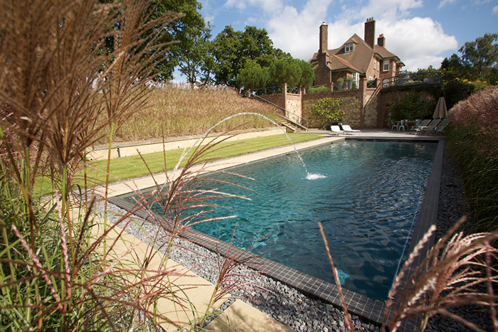 Surrey Outdoor Swimming Pool with Landscaped Gardens