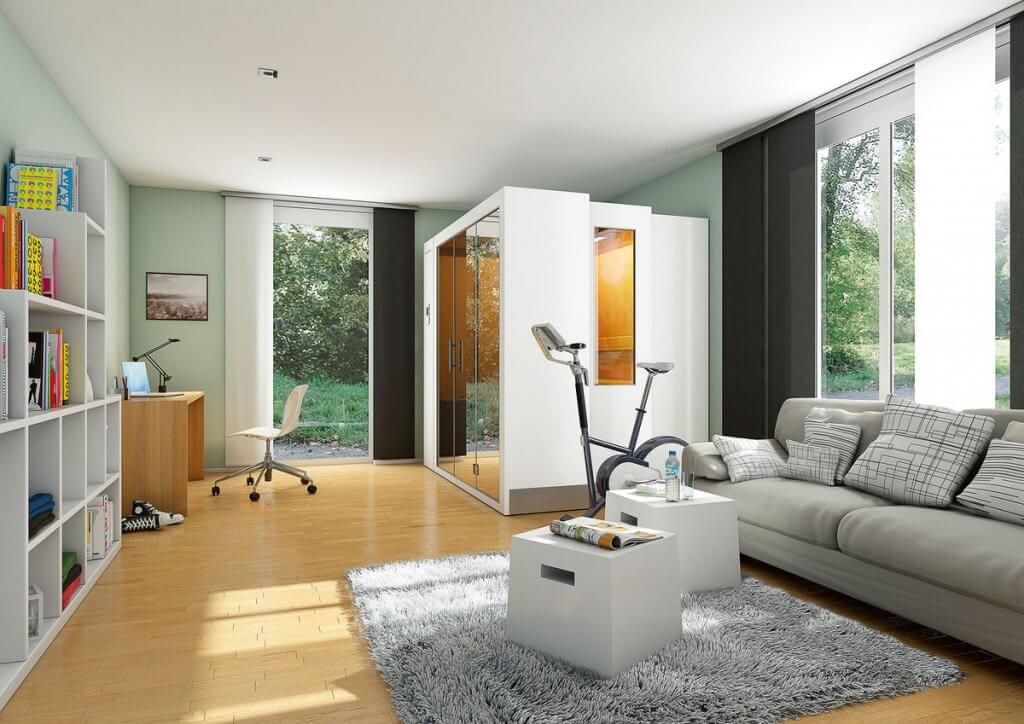 S1 white sauna in apartment lounge