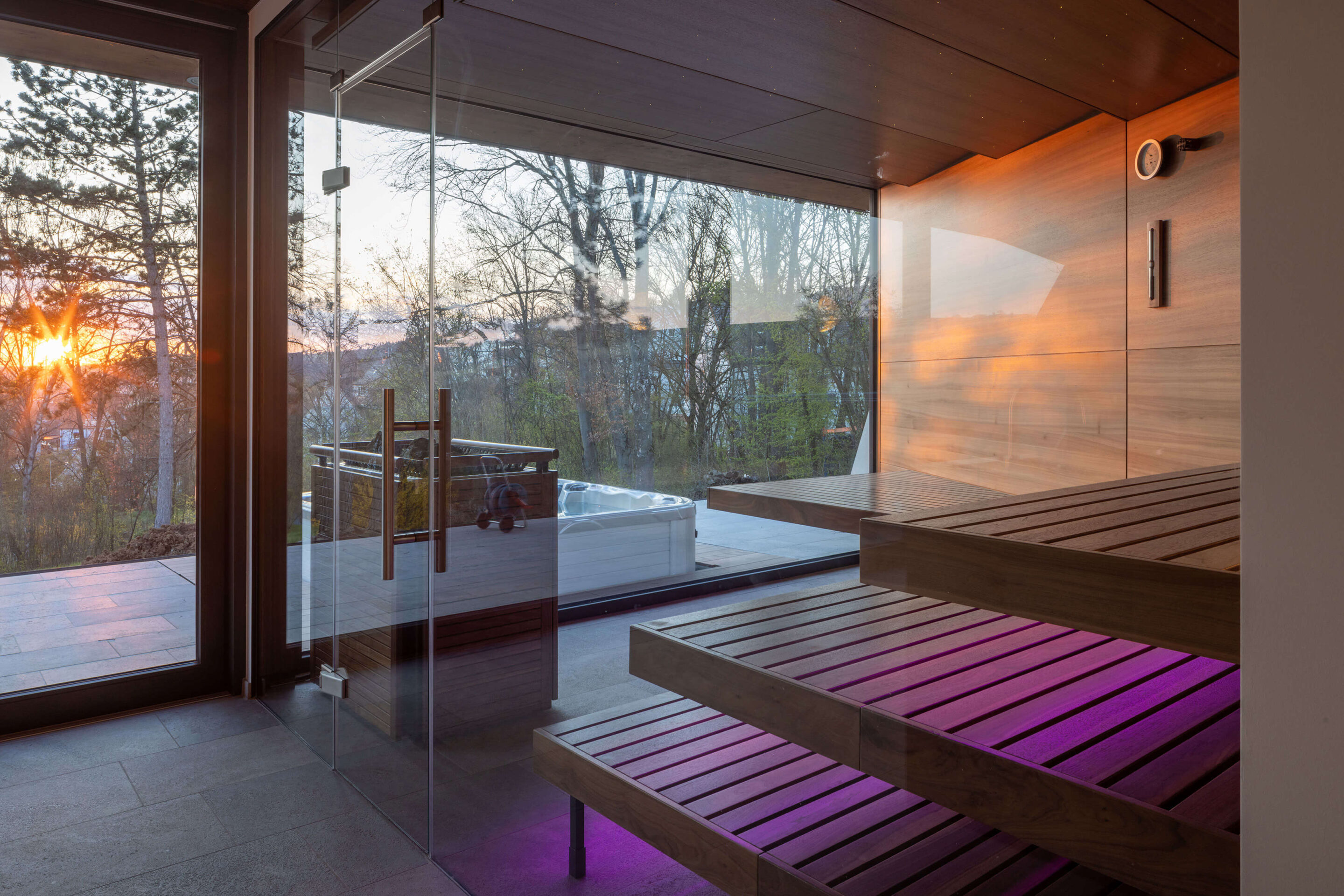 Complete wellness oasis with sauna, steam bath, and anteroom