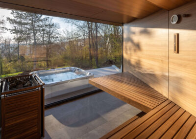 Complete wellness oasis with sauna, steam bath, and anteroom