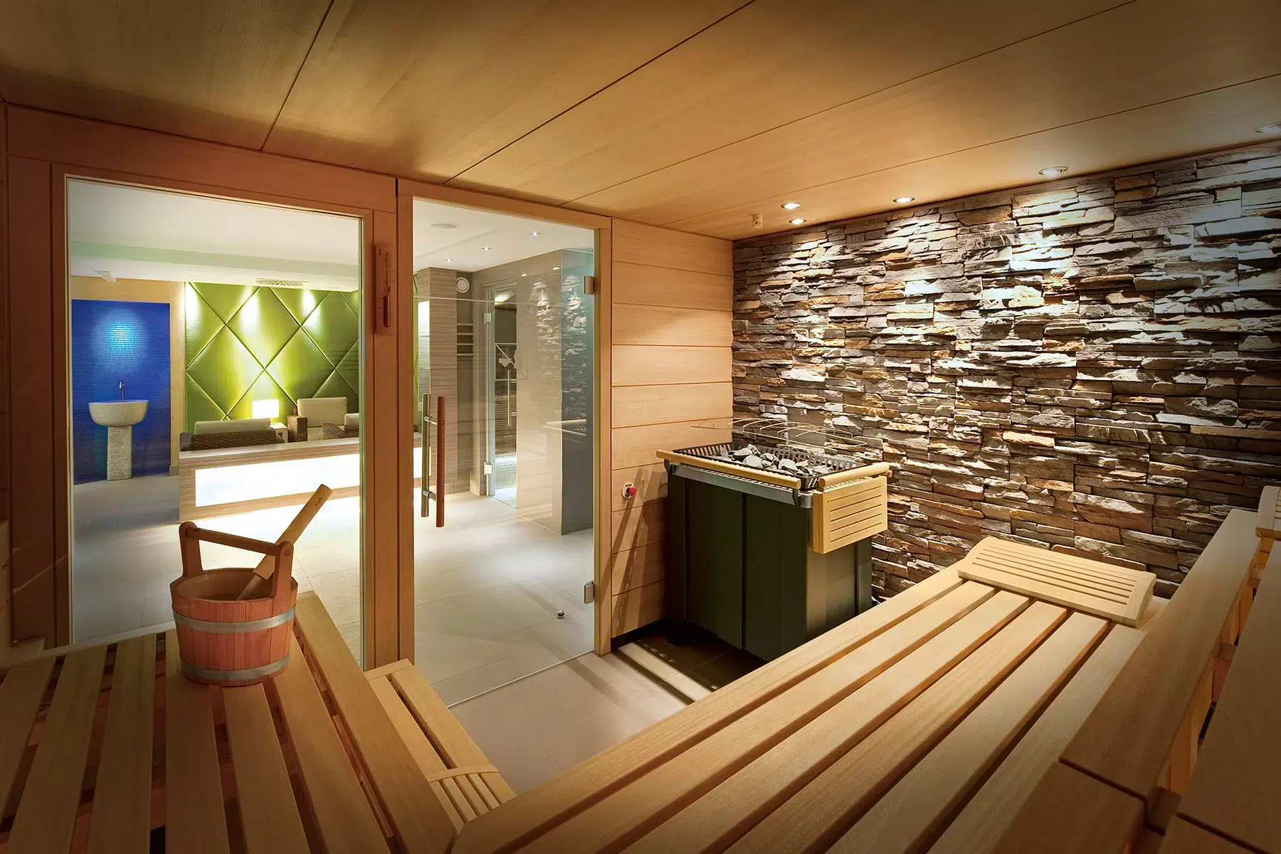 Commercial wooden sauna